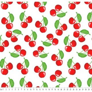 Tecido Estampado Cereja cor - 05 (Fd Branco)