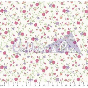 Tecido Estampado Floral Marina cor - 69 (Rosa e Lilas)
