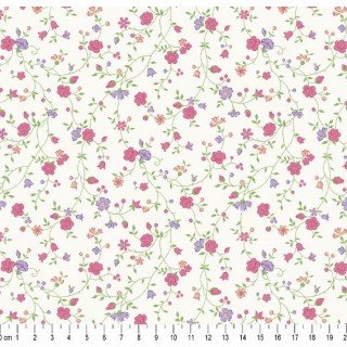 Tecido Estampado Floral Marina cor - 69 (Rosa e Lilas)