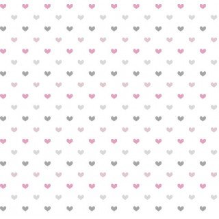 Tecido Estampado Amor cor - 02 (Cinza com Rosa)