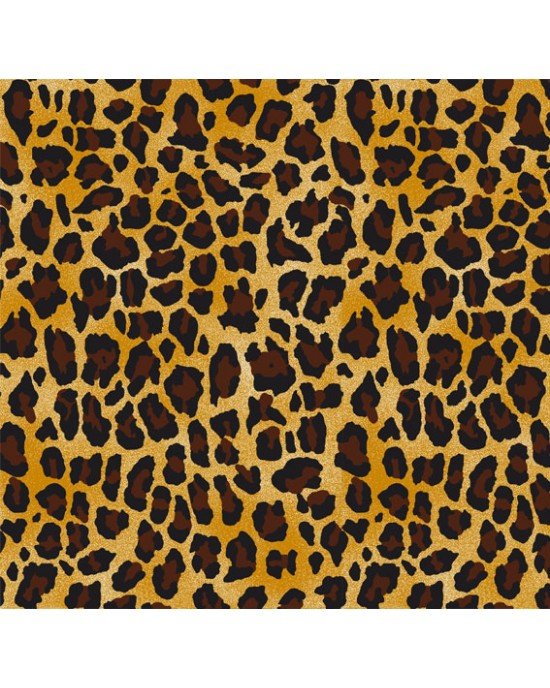 Tecido Tricoline Estampada Animal Print Leopardo cor 02 (Dourado e Preto)