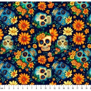 Caveira Mexicana Cor 01 (Est. Digital 3D) 