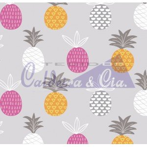 Tecido Estampado Abacaxi cor - 03 (Cinza)