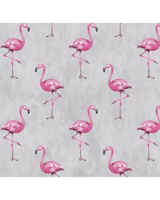 Tecido Estampado Flamingo cor - 03 (Cinza)