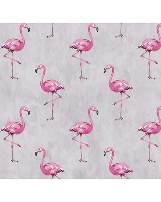 Tecido Estampado Flamingo cor - 03 (Cinza) Tecido Estampado Flamingo cor - 03 (Cinza)