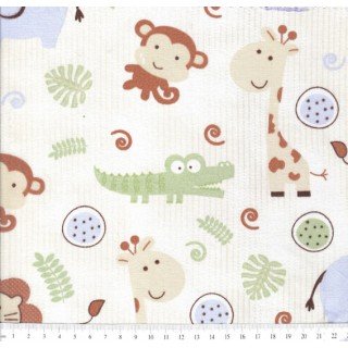 Tecido Estampado África cor - 01 (Bege com Azul)