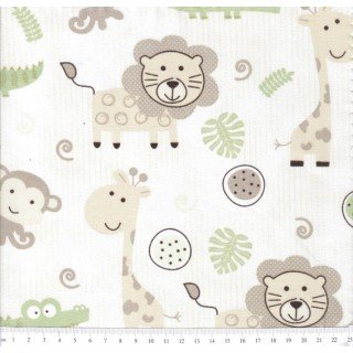 Tecido Estampado África cor - 04 (Verde com Bege)