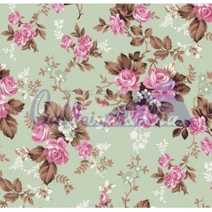 Floral Iris cor 06 (Verde com Rosa)