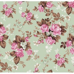 Floral Iris cor 06 (Verde com Rosa)