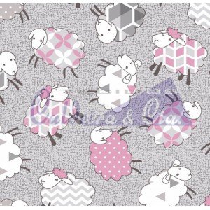 Carneirinhos cor - 02 (Cinza com Rosa)