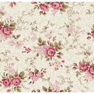 Tecido Estampado Floral Fernanda cor - 02 (Creme com Rosa)