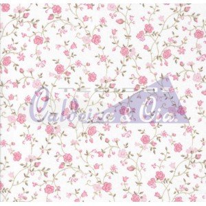 Tecido Estampado Floral Marina cor - 62 (Rosa)