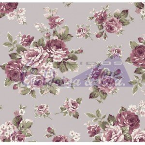 Tecido Estampado Floral Amore cor - 04 (Cinza Vintage)