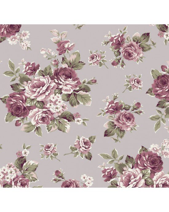 Tecido Estampado Floral Amore cor - 04 (Cinza Vintage) Tecido Estampado Floral Amore cor - 04 (Cinza Vintage)