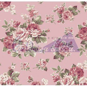 Tecido Estampado Floral Amore cor - 05 (Salmão)