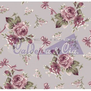 Tecido Estampado Floral Fiore cor - 04 (Cinza Vintage)