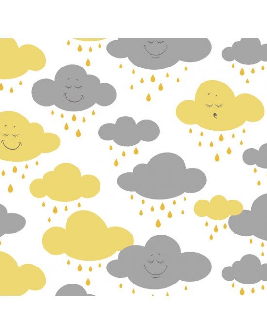 Tecido Estampado Cloud cor - 06 (Amarelo com Cinza) Tecido Estampado Cloud cor - 06 (Amarelo com Cinza)