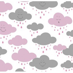 Tecido Estampado Cloud cor - 03 (Rosa com Cinza)