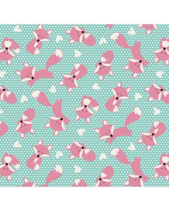 Tecido Estampado Raposa cor - 05 (Tifanny com Pink) Tecido Estampado Raposa cor - 05 (Tifanny com Pink)