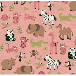 Tecido Estampado Bichos cor - 04 (Salmão)