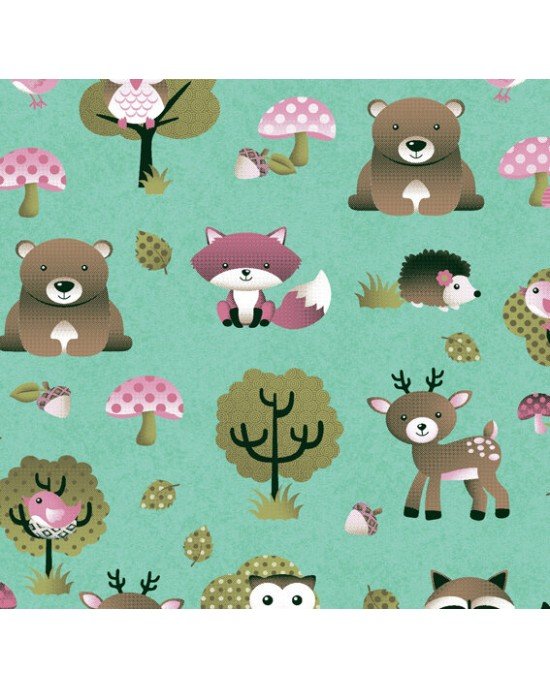Tecido Estampado Floresta cor - 02 (Tiffany) Tecido Estampado Floresta cor - 02 (Tiffany)