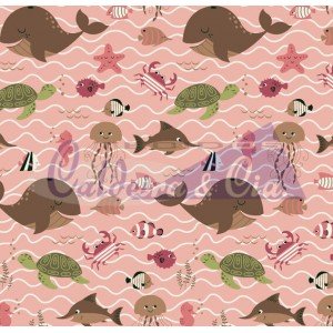 Tecido Estampado Fundo do Mar cor - 04 (Salmão)
