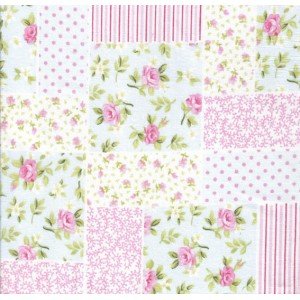 Tecido Estampado Patch Lucinha cor - 01 (Azul Com Rosa)
